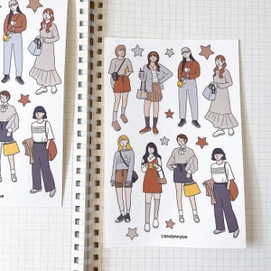 CUTE BEIGE OUTFIT sticker sheet // aesthetic neutral simple fashionable ootd casual lookbook girl for bullet journal, planner, scrapbook image 5