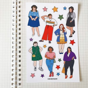 PLUS SIZE OUTFIT sticker sheet // aesthetic cute fashionable curvy full-figured girls for bullet journals, planner, scrapbook, snail mail image 4