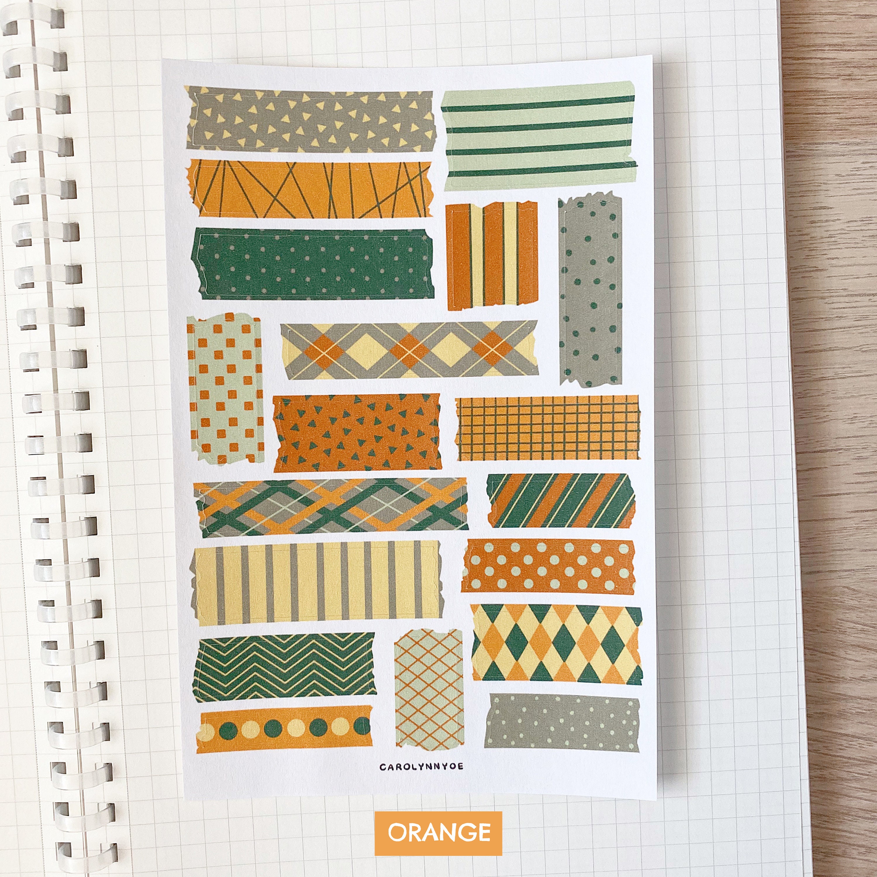 BASIC WASHI TAPE Sticker Sheet (6 Colour Options) // Aesthetic Pre-cut ...