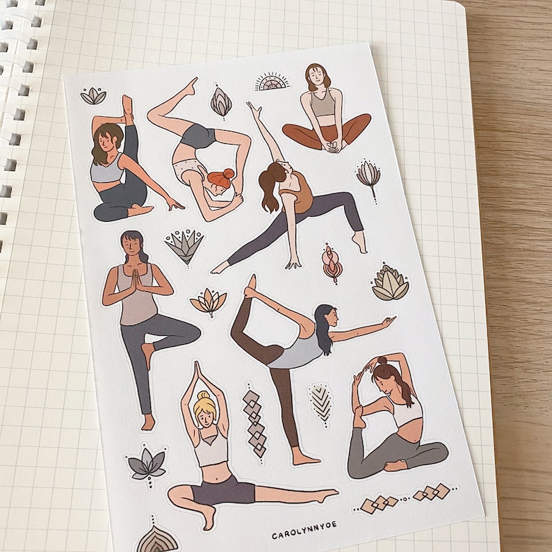 YOGA POSE sticker sheet // aesthetic cute good vibe exercise Etsy