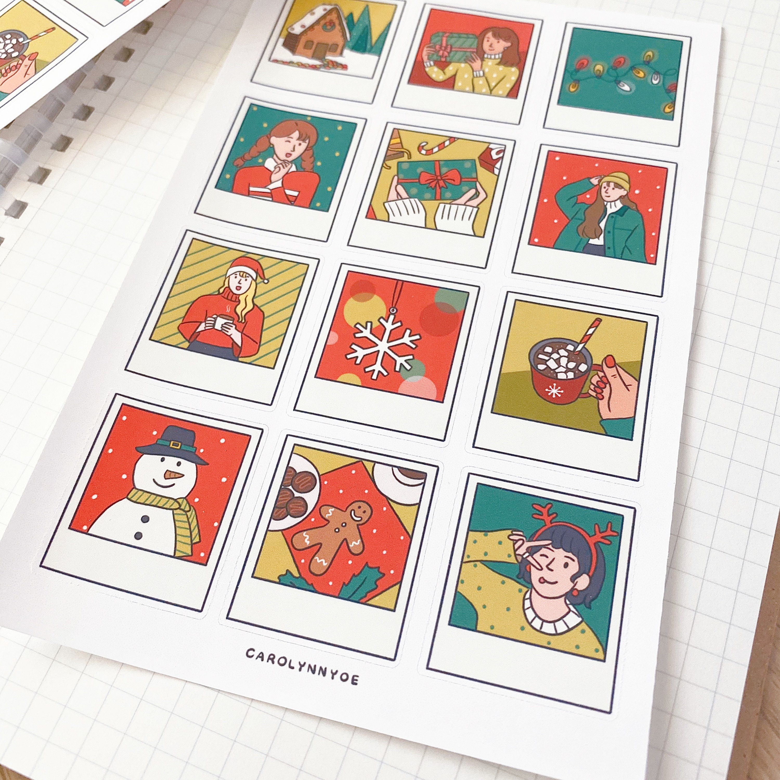 HOLIDAY POLAROID Sticker Sheet // Aesthetic Cute Christmas - Etsy Singapore