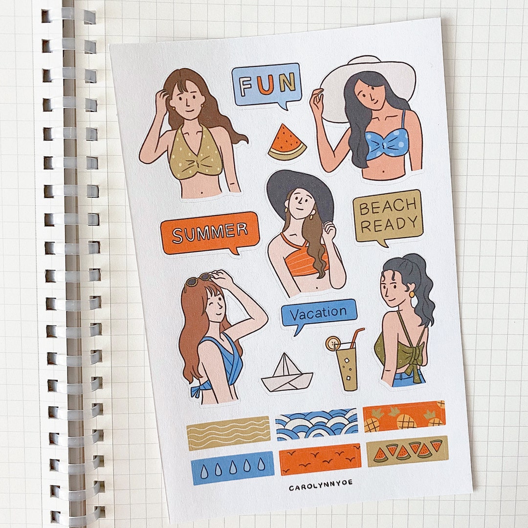Cute Summer Sticker Sheet, Cute Decorative Stickers, Tiny Stickers, Mini  Stickers, Stickers for Adults, Scrapbooking Stickers, Kawaii Summer 