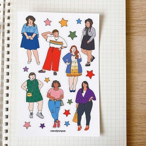 PLUS SIZE OUTFIT sticker sheet // aesthetic cute fashionable curvy full-figured girls for bullet journals, planner, scrapbook, snail mail image 3