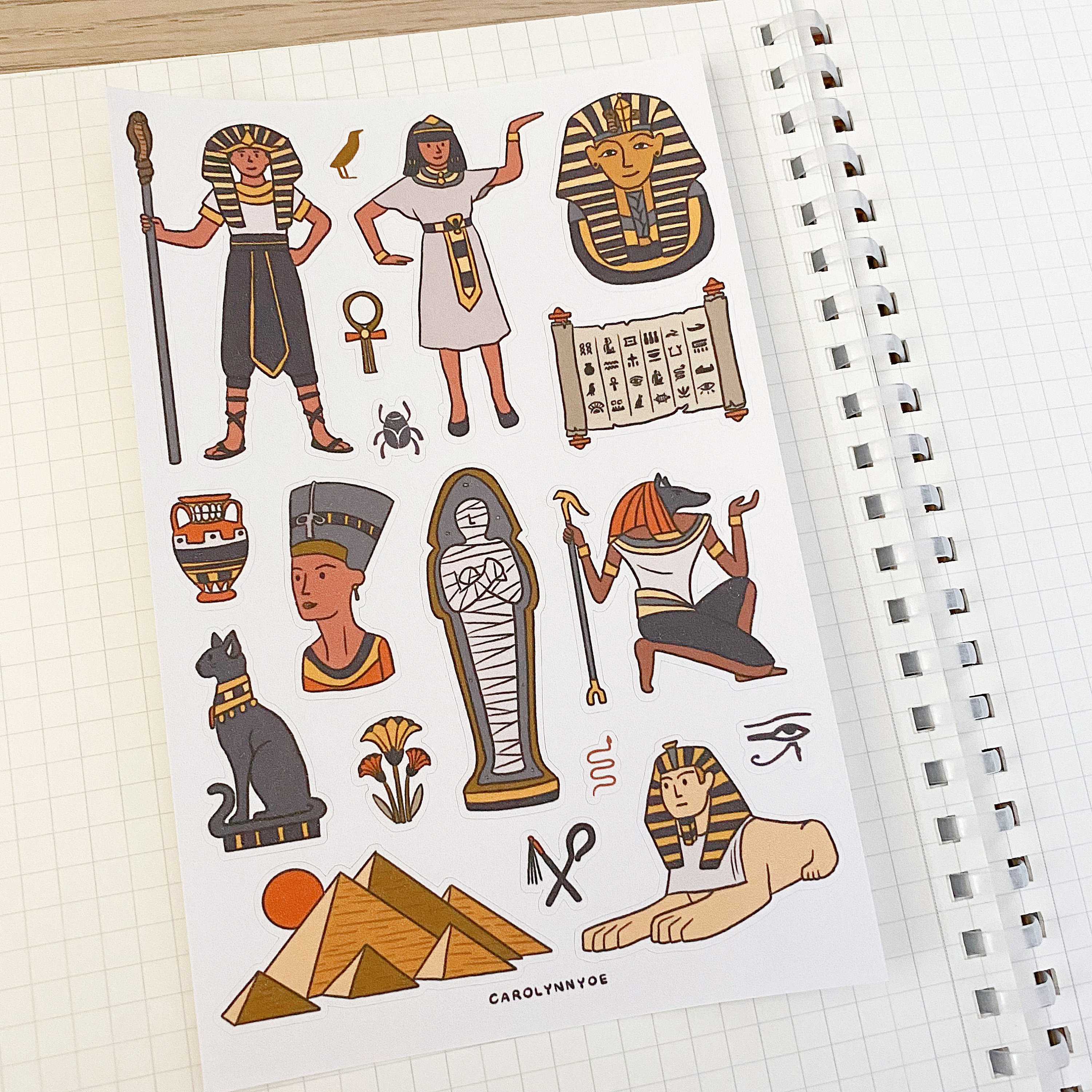 ANCIENT EGYPTIAN sticker sheet // aesthetic museum pyramid sphinx egypt culture travel sticker for bullet journals, planners, scrapbook