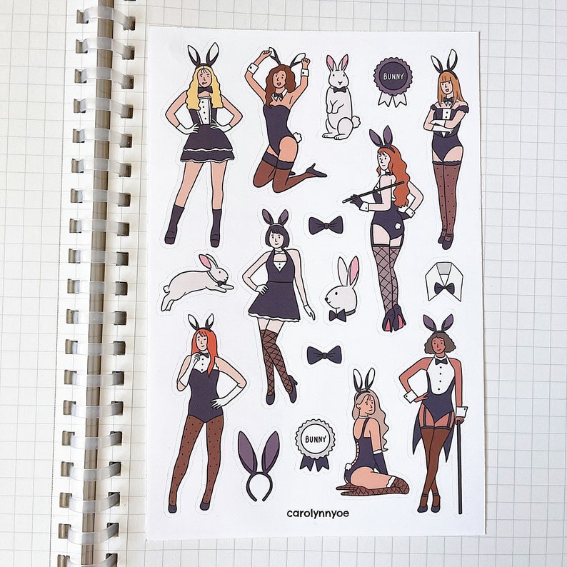 SEXY BUNNY sticker sheet // aesthetic cute costume halloween rabbit playboy cosplay girls stickers for bullet journals, planners, scrapbook image 2