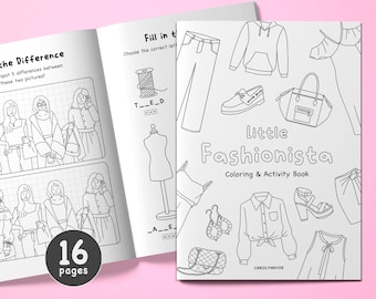 Little FASHIONISTA • Mal- & Mitmachbuch für Kinder | DIY druckbare Kinder Arbeitsblätter, Partygeschenk, Geburtstagsspiele