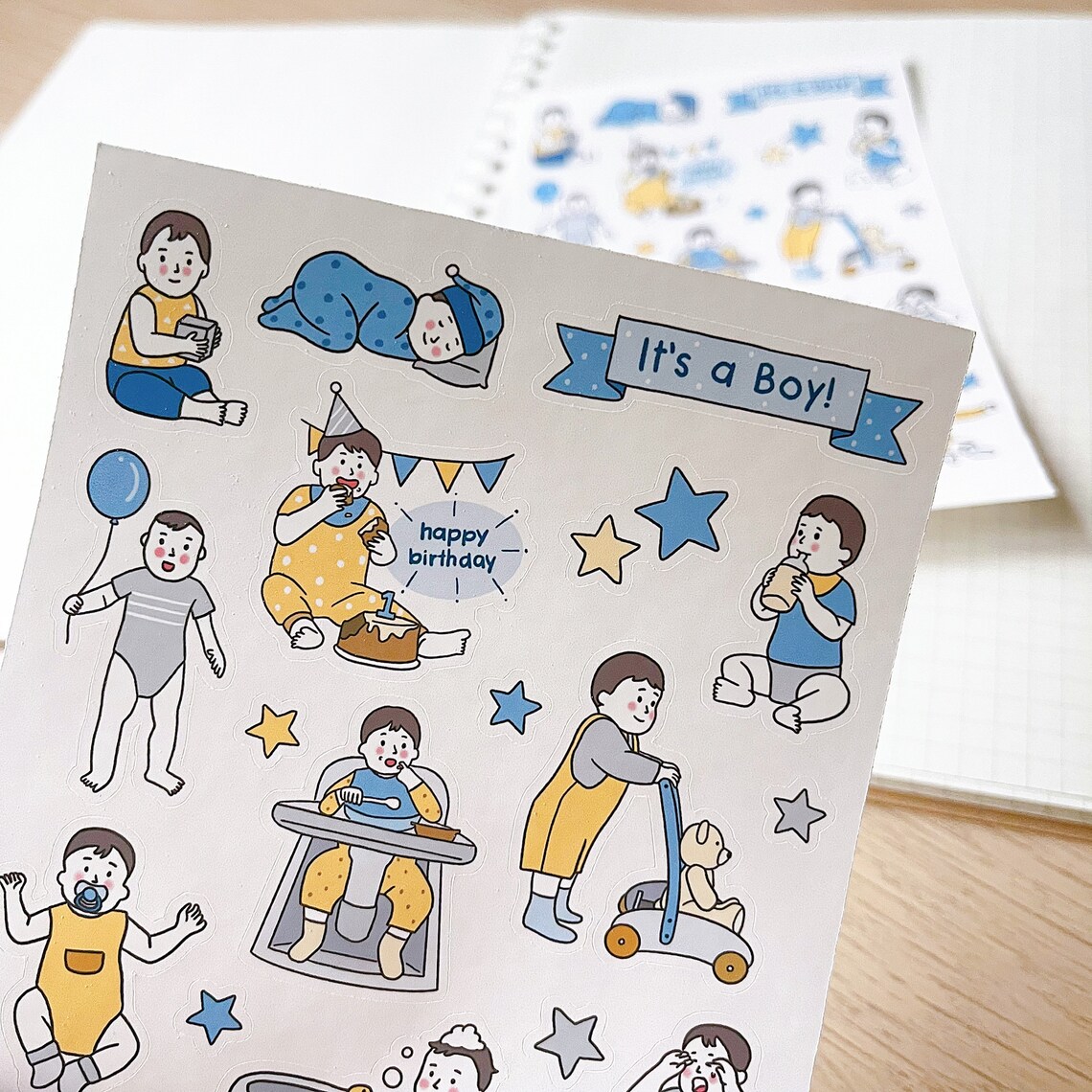 BABY BOY Sticker Sheet // Aesthetic New Moms Cute Children Kids ...