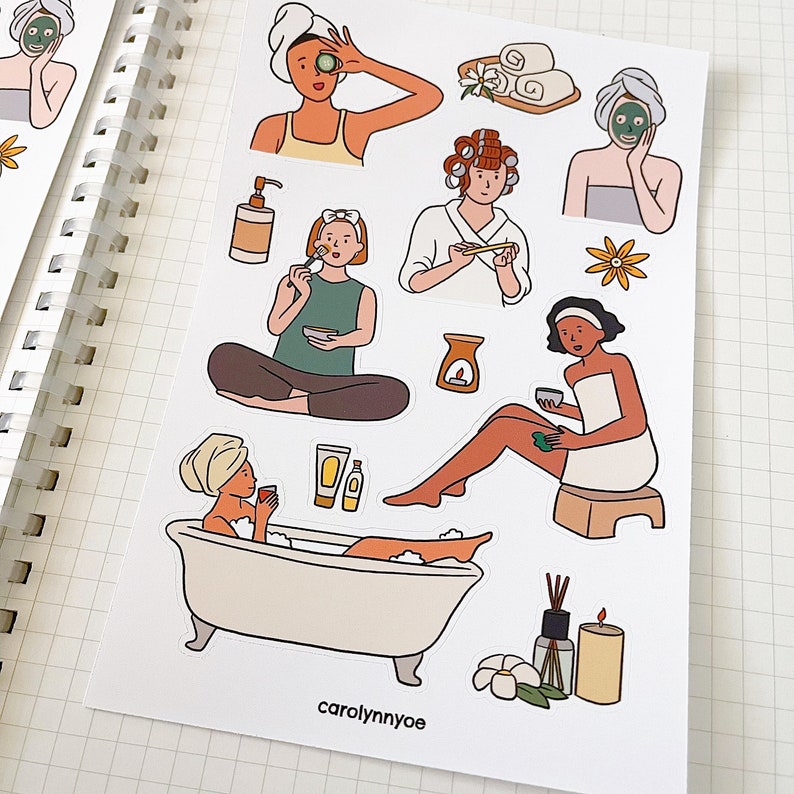 SPA DAY Sticker Sheet // Aesthetic Self Love Self-care Me Time Relax ...