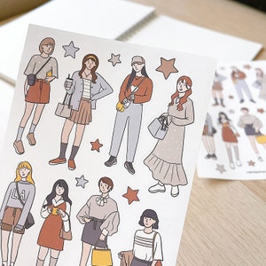 CUTE BEIGE OUTFIT sticker sheet // aesthetic neutral simple fashionable ootd casual lookbook girl for bullet journal, planner, scrapbook image 4