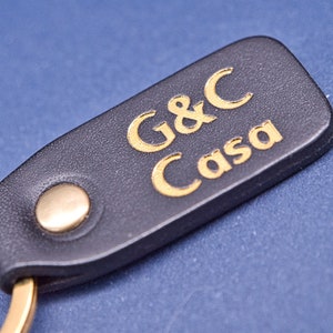 Personalized leather key chain, exquisite gift monogram handmade in France Black Custom key ring, edc keychain image 5
