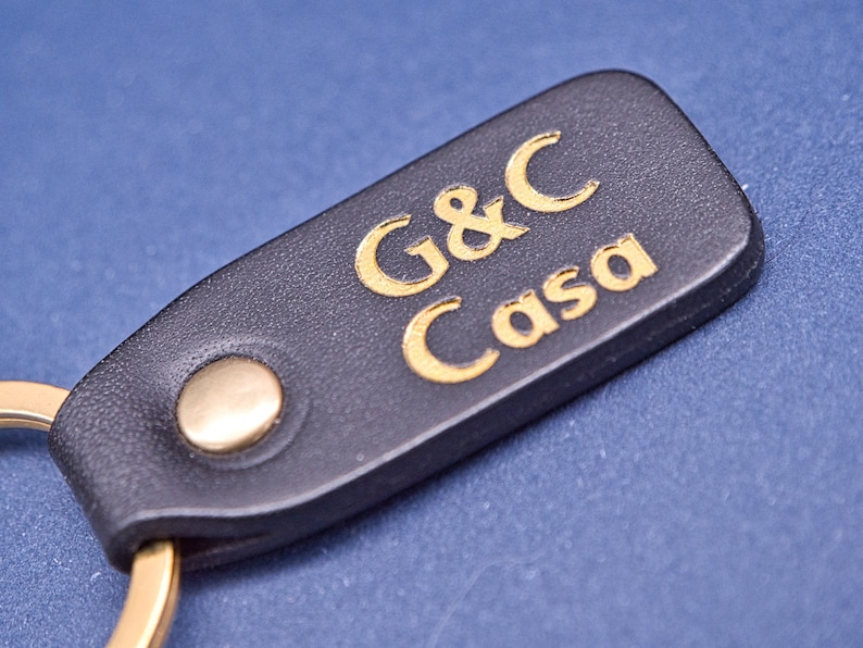 Personalized leather key chain, exquisite gift monogram handmade in France Black Custom key ring, edc keychain image 5