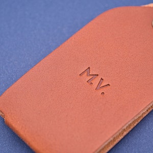 Personalized leather luggage tag, exquisite gift monogram handmade in France Custom bag tag image 8