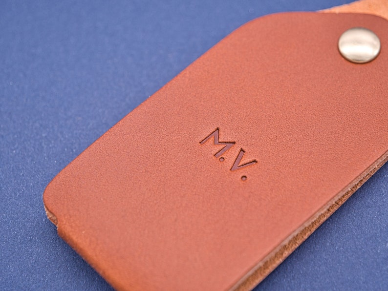 Personalized leather luggage tag, exquisite gift monogram handmade in France Custom bag tag image 8