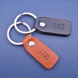 Personalized leather key chain, exquisite gift monogram handmade in France Black Custom key ring, edc keychain image 6