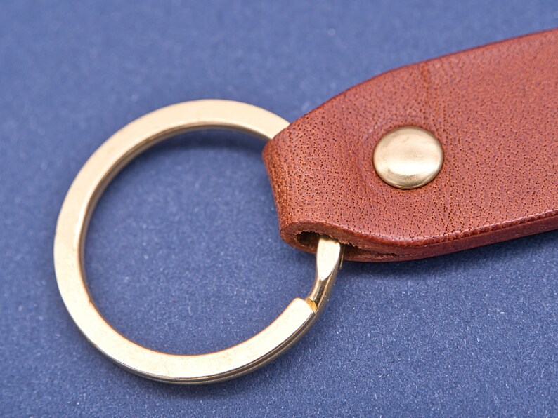 Personalized leather key chain, exquisite gift monogram handmade in France Long Brown Custom key ring, edc keychain image 7