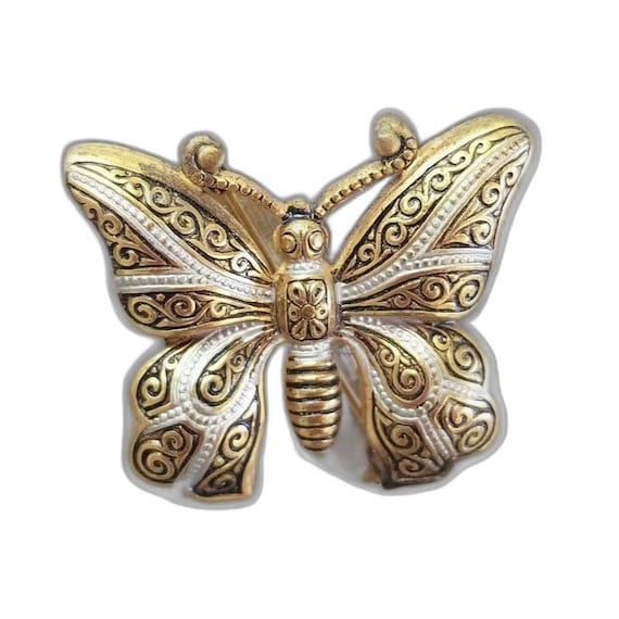 Vintage Butterfly Spanish Style Damascene Gold Ton