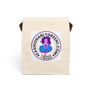 Logo on Stylish Canvas Lunch Bag, Eco-Friendly Lunch Tote, Reusable Lunch Bag, Vintage Inspired Lunch Bags, Unique Back to School Gift
