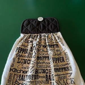 Kitchen Words Potholder Top Dish Towel