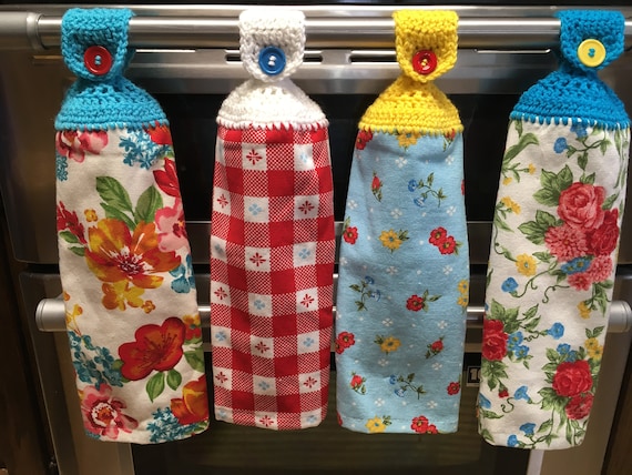 Pioneer Woman Prints Crocheted Top Kitchen Towels 