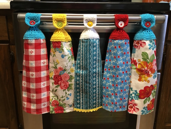 Pioneer Woman Prints Crocheted Top Kitchen Towels 