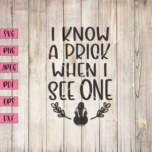 I Know A Prick When I See One Svg, Don&#39;t Be A Prick Svg, Don&#39;t Be A Prick Shirt, Funny Snarky Sayings, Funny Saying Svg, Funny Saying Sign
