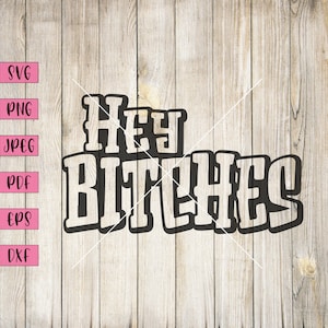 Hey Bitches, Sassy Shirts For Women, Inappropriate Stickers, Rude Mug, Funny Rude Svg, Offensive Clothing, Offensive Gifts, Offensive Shirts