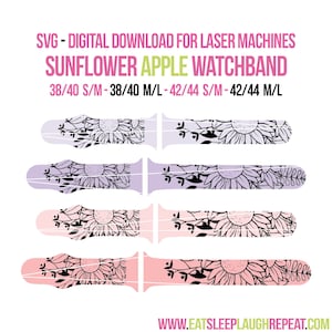 SVG Sunflower Watchband 2, Illustration, Soft Silicone Watch Bands for Apple Watch, Laser Engraved Tool, Personalized Gifts, Gifts for Her