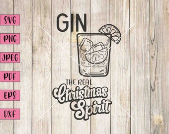 Gin Christmas Spirit SVG: Funny Holiday Bar Art (Digital Download)