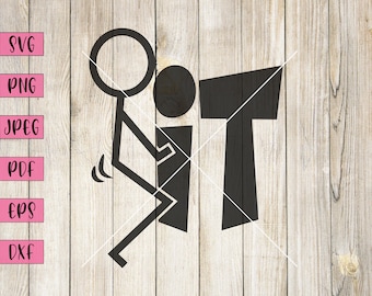 Funny Stick Figure Car Decal: Rude SVG Clipart (Digital Download)