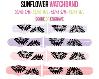 SVG Sunflower Floral Soft Silicone Watch Bands for Apple Watch, Laser Engraved Tool, Personalized Gifts, Gifts for Him, Gifts for Her