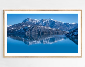 French Fine art panoramic Landscape Print Photography : Serre Ponçon Lake, Hautes-Alpes, Provence, France  - Gift for her or him