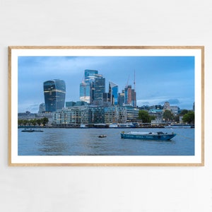 Fotografia de arte de viagem emoldurada: vista da paisagem urbana do rio Tâmisa, Londres - impressão de paisagem ou pôster para decoração de parede