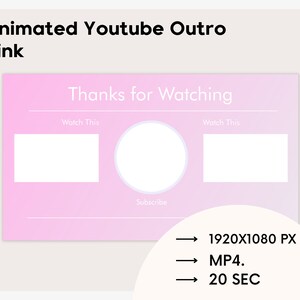 Pink Animated Youtube Outro | Youtube Branding Video-Editing | Animated Youtube Outro Endscreen | Minimal Outro Overlay