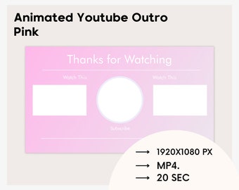 Pink Animated Youtube Outro | Youtube Branding Video-Editing | Animated Youtube Outro Endscreen | Minimal Outro Overlay