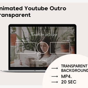 Animato Trasparente Youtube Outro / Youtube Branding e Video-Editing / Animato Youtube Outro Endscreen / Minimal Outro Overlay