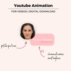 Custom Youtube Animation for Youtube Videos Aesthetic Button Animation Personalized, Animated subscribe button name photo image 1