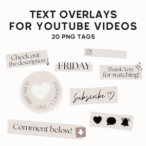 Youtube Video PNG Tags: Minimal Beige Overlays (Digital Download)