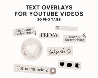Youtube Video PNG Tags: Minimal Beige Overlays (Digital Download)