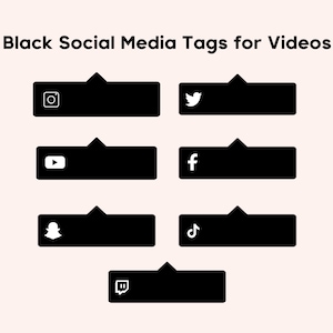 Svarta sociala medier PNG-överlägg för YouTube (direktnedladdning)