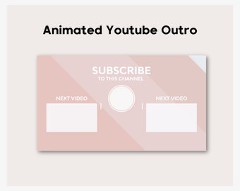 Pink Girly Animated YouTube Outro: Minimal Endscreen (Digital Download)