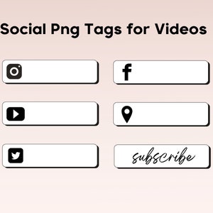 Taggar för sociala medier för YouTube-videor | VITA PNG-ÖVERLÄGG | YouTube-redigering