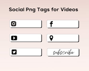 Social Media Tags for Youtube Videos | WHITE PNG OVERLAYS | Youtube Editing