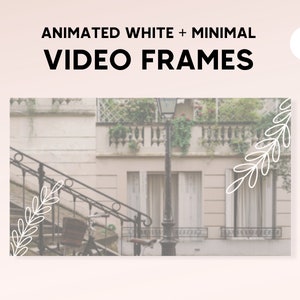 May include: Animated white and minimal video frames with a white floral design in the corner. The background image is a blurry photo of a Parisian street scene with a bicycle.