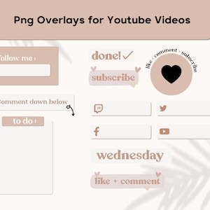 Youtube Video Overlays: 25 Minimalist PNG Tags (Digital Download)