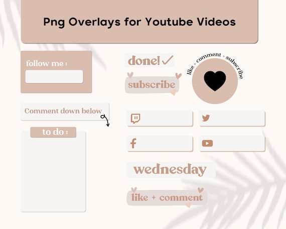 Youtube Video Overlays: 25 Minimalist PNG Tags (Digital Download)