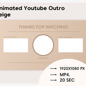 Beige Animated Youtube Outro | Youtube Branding Video-Editing | Animated Youtube Outro Endscreen | Minimal Outro Overlay