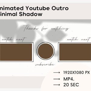 Animated Simple Shadows Youtube Outro: Minimal Endscreen (Digital Download)