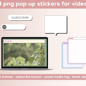 Retro Windows PNG-taggar: 15 minimalistiska YouTube-videoöverlägg (digital nedladdning)