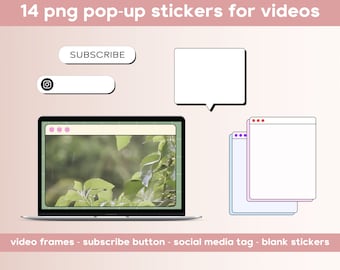 Retro Windows PNG Tags: 15 Minimalist YouTube Video Overlays (Digital Download)