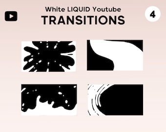 White Liquid Video Transitions: 4 Youtube Overlays (Digital Download)